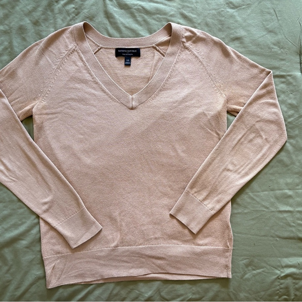 Banana Republic Cotton Blend Sweater XS Neutral Tan
